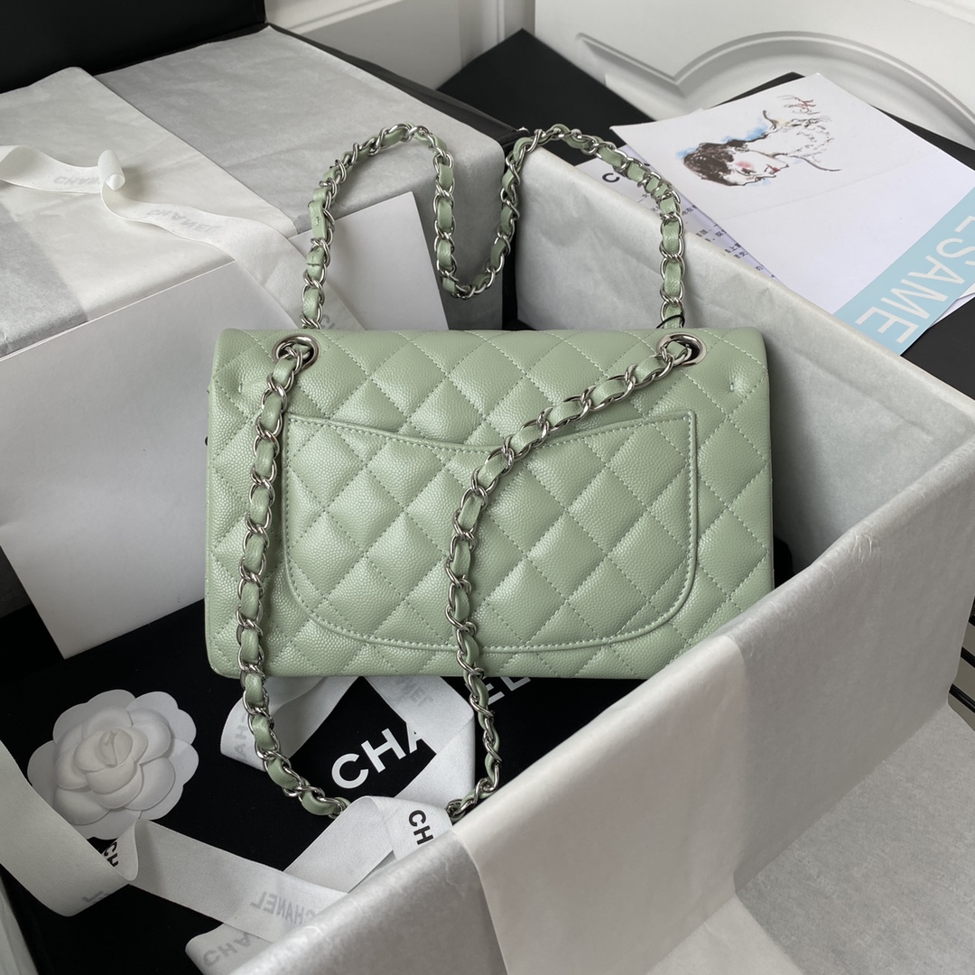 Classic Flap Caviar Bag A01113 Light Green/Silver